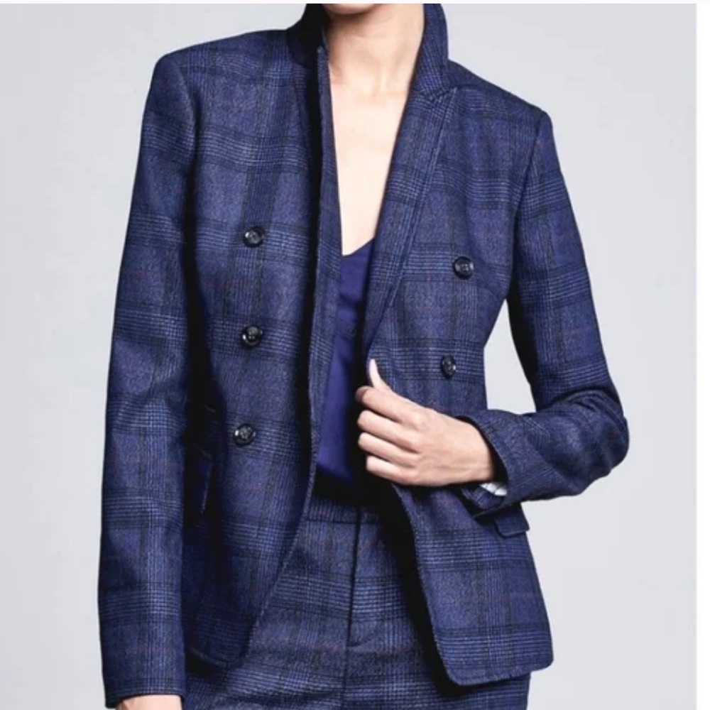 Banana Republic Navy Plaid Blazer